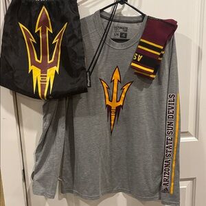 Adidas Gray Arizona State Sun Devils Shirt and Black Drawstring Bag